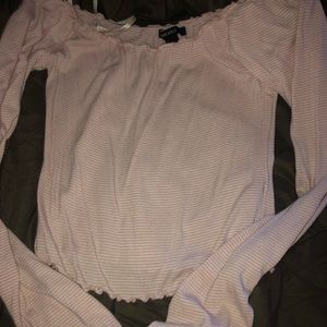 Pink/white off the shoulder crop top